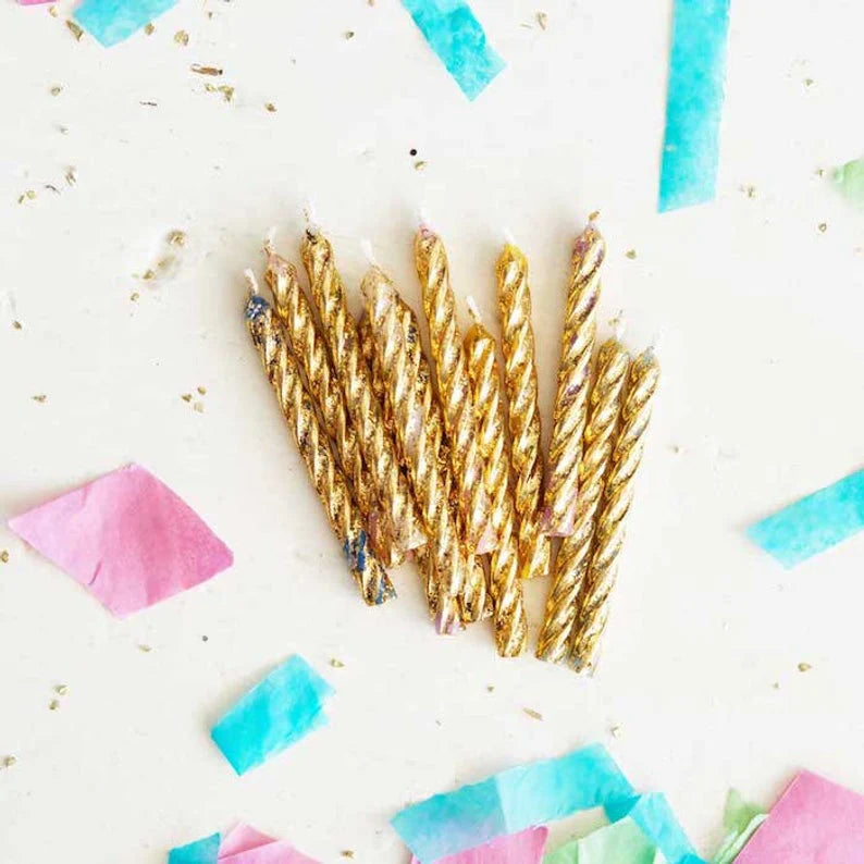 Gold Glitter Birthday Candles for Cake Metallic Sparkle