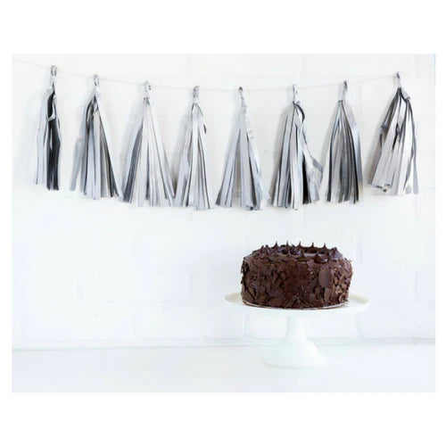 Silver Tassel Garland Shimmering Party Decor Pre-Strung
