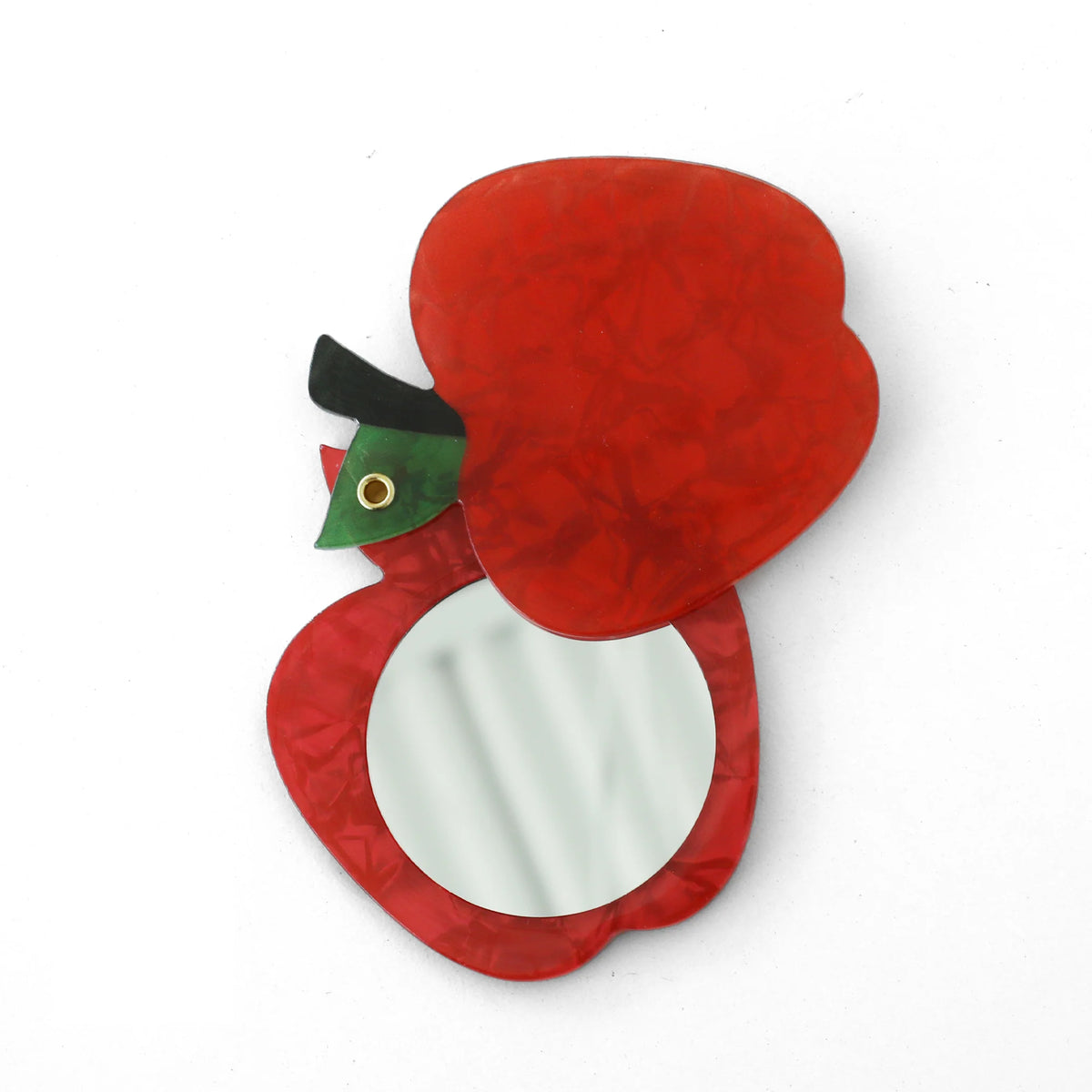 Apple-Shaped Acetate Compact Mirror