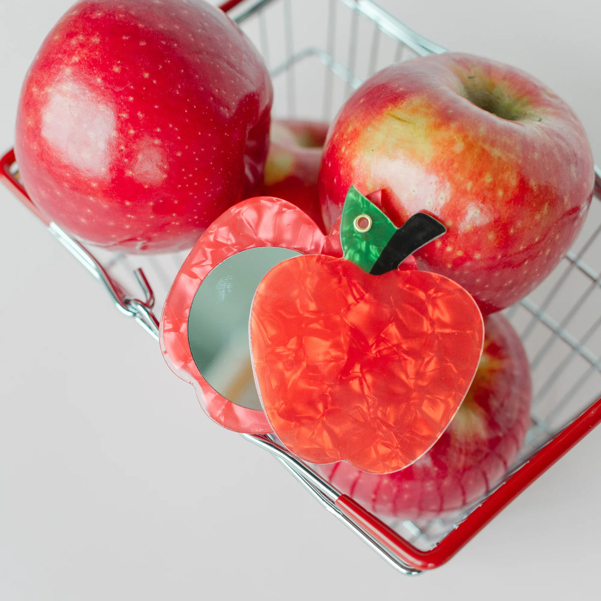 Apple-Shaped Acetate Compact Mirror