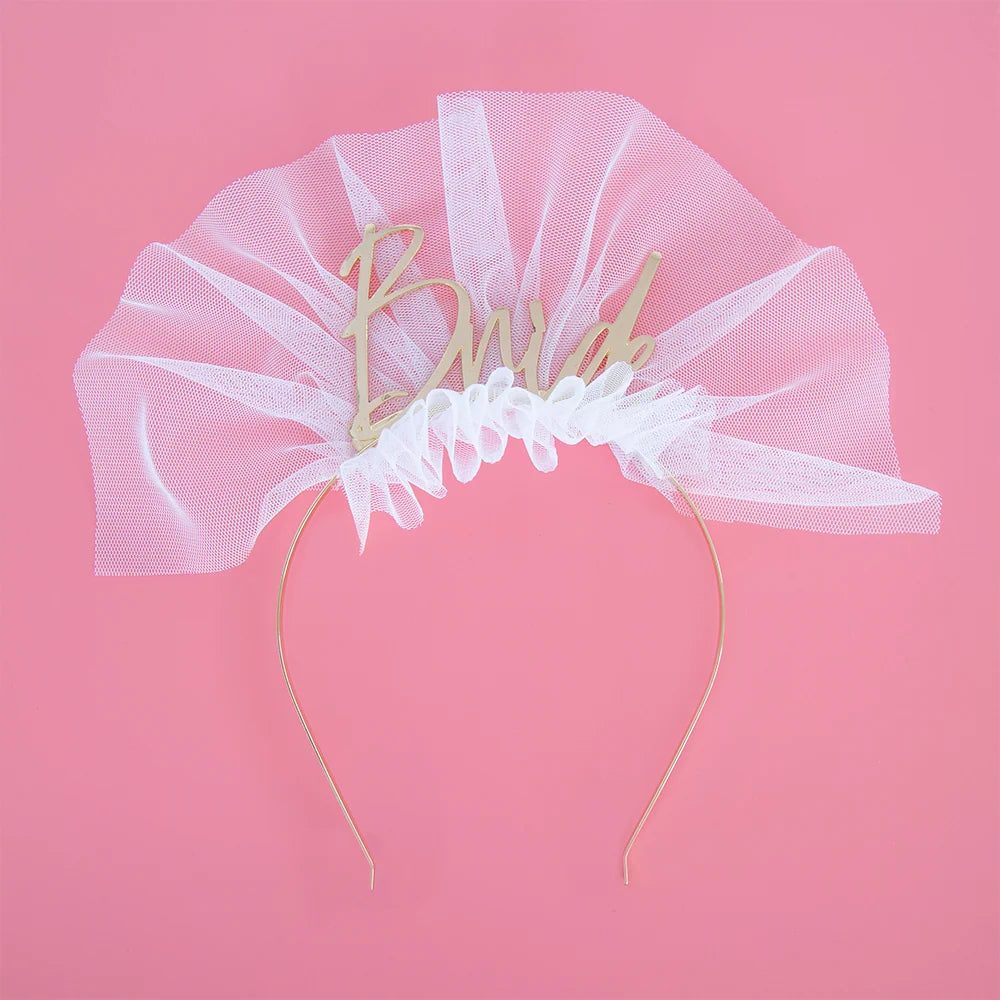 Gold Metal Bride Headband with Veil