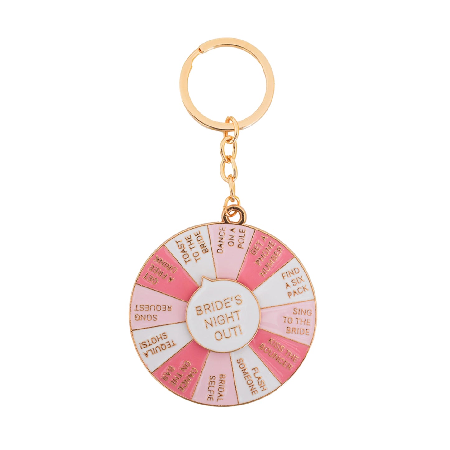 Camp Bachelorette Keychain Spinner Game Gold Party Favor Bridal Shower