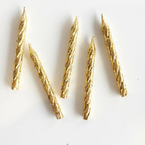 Gold Glitter Birthday Candles for Cake Metallic Sparkle