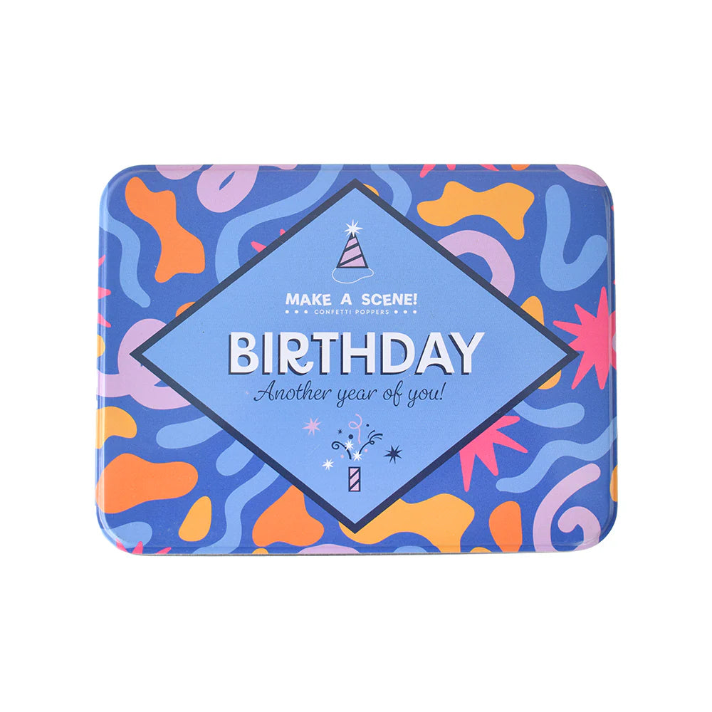 Happy Birthday Confetti Popper Set Party Poppers Keepsake Tin