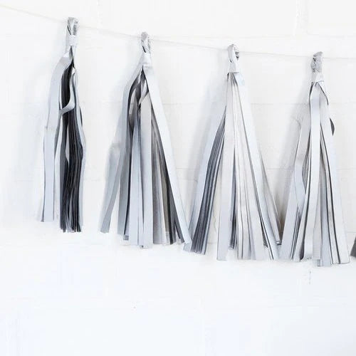 Silver Tassel Garland Shimmering Party Decor Pre-Strung